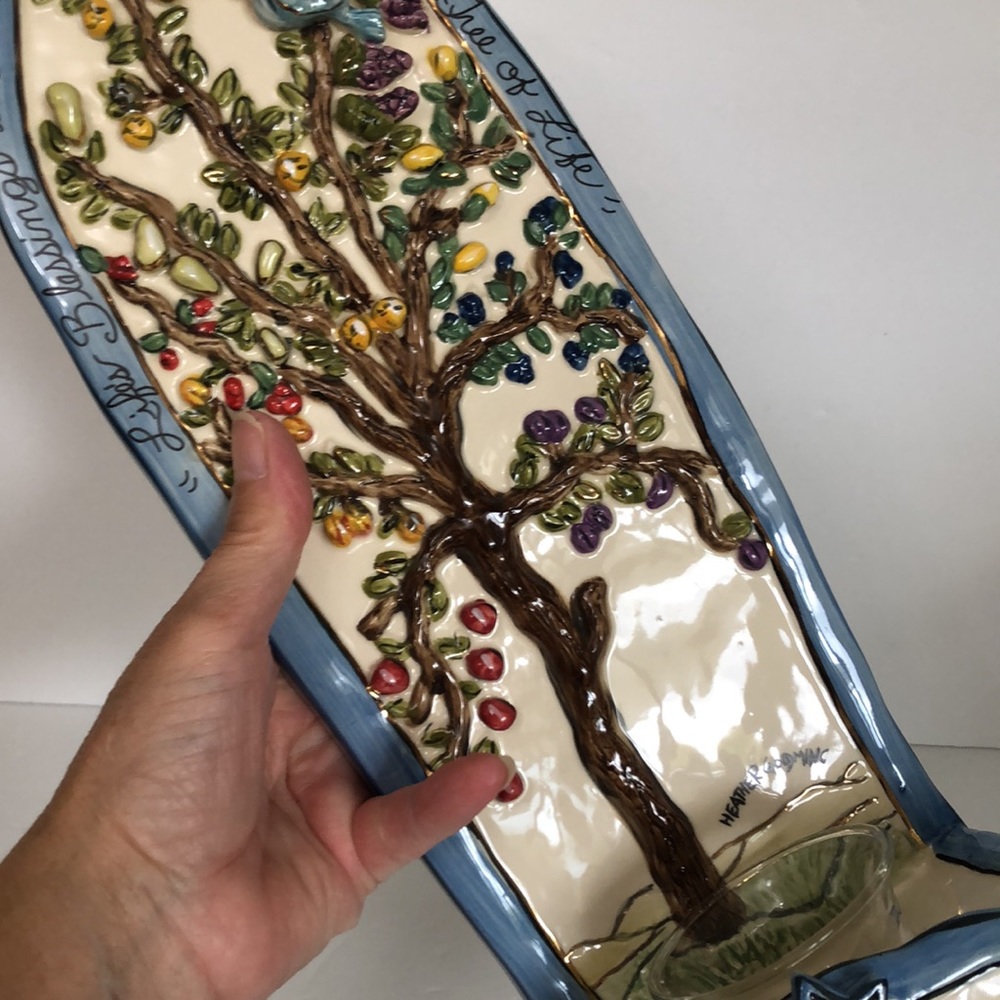 Blue Sky Clayworks 2003 Heather Goldminc Tree Of Life Candle Sconce NIB